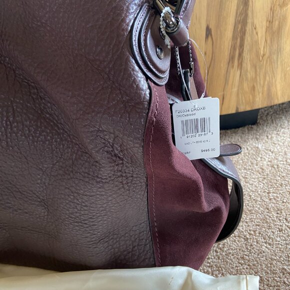 COACH LEATHER HANDBAG 20334 EDIE 42 LEATHER SUEDE SHOULDER BAG OXBLOOD - Picture 2 of 6